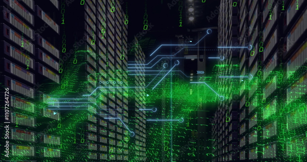 Poster image of digital data processing over computer servers
