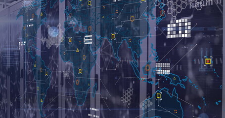 Image of digital data processing over computer servers