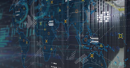 Image of digital data processing over computer servers