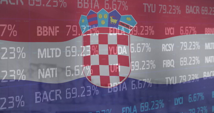 Image of financial data processing over flag of croatia - Powered by Adobe