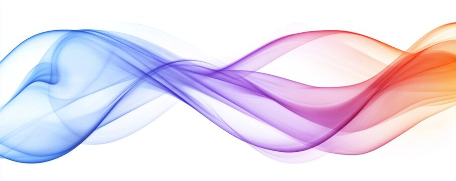 Colorful Sound Wave on White Background: Blue, Purple, and Red Abstract Waves Symbolizing Music's Impact