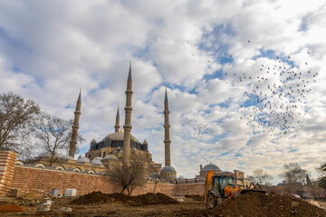 Selimiye Mosque exterior view in Edirne City of Turkey. Edirne was capital of Ottoman Empire.