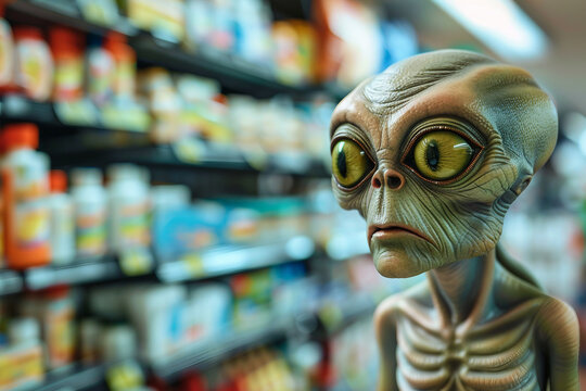 Image of extraterrestrial alien invading earth generative AI