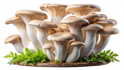 Set of king oyster mushrooms isolated on white background as transparent. PNG. AI GENERATED.