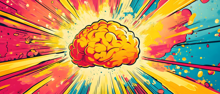 Exploding Brain: Abstract Comic Book Style Mind Power Illustration