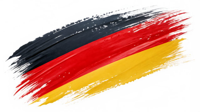 Abstract German Flag in Paint Brush Stroke isolated on white background as transparent. PNG. AI GENERATED.
