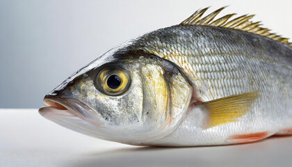 Close-up de un besugo fresco sobre fondo blanco