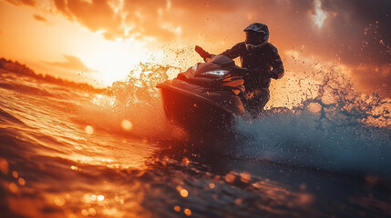 a man riding a jet ski in the ocean