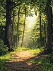 Obraz premium Nature outdoor forest background illustration