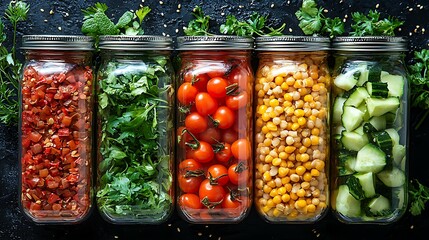 Healthy meal prep with fresh vegetables and grains