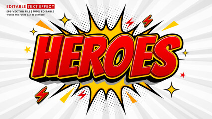 Heroes editable text effect comic style © hiznysyahril