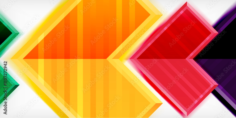 Poster Arrow symbols created with 3d effects and line texture geometric abstract background