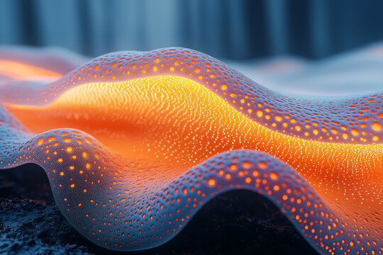 a close up of a wave with a light shining on it