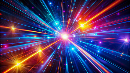 Colorful abstract sunburst pattern with vibrant radial streaks, a dynamic, futuristic design for modern and artistic uses