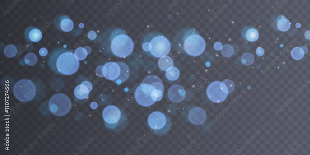 Poster Blue bokeh blurred light. Abstract background with bokeh effect. Magic concept.