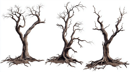 Fototapeta premium Collections bare tree against isolated on white background, clipping path