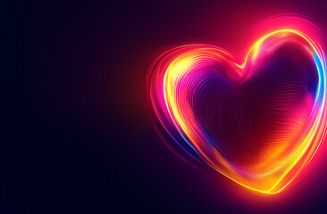 A vibrant, abstract heart with a unique design. 3D Valentine's Day object exudescreativity and charm. Greeting cards, invitations, banners, or social media,