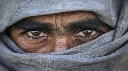 Fototapeta premium Human resilience and struggles conflict zones portrait urban environment close-up social issues exploration