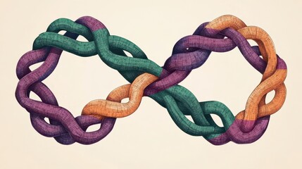 Obraz premium Abstract infinity symbol, interwoven colorful textured loops.