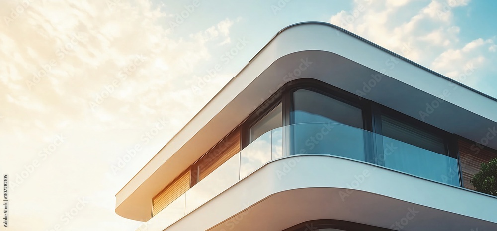 Aufkleber Modern architectural design featuring curved lines and large windows.