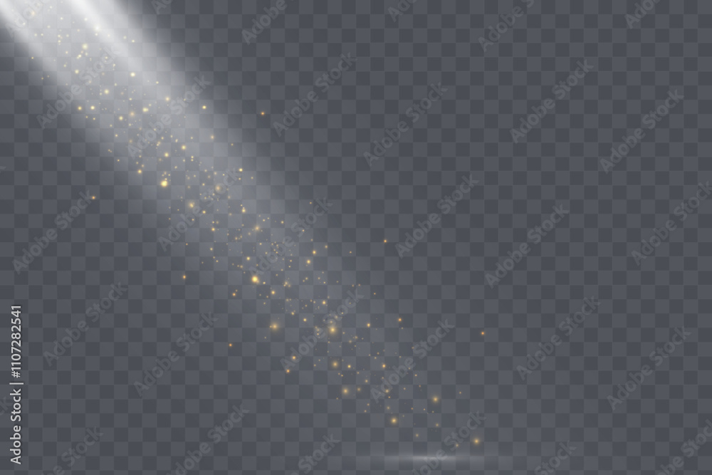 Poster Glowing bokeh and glitter cloud effect with bright dust particles isolated on transparent background. Star cloud vector with glare and shine.