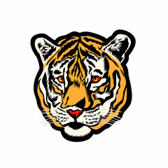 Vector illustration of a tiger face. Perfect for wildlife themes, animal art, and graphic design projects that focus on power and nature.