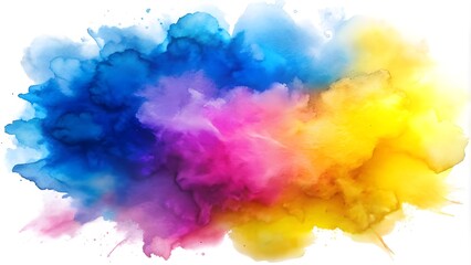 Bright colorful watercolor splash stain brush strokes on white background. Vibrant modern aquarelle venue. Aquarelle explosion on white. Element. Vector illustration