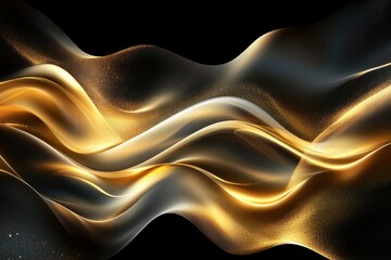 Fototapeta premium Abstract gold and black waves with glitter. Ideal for luxury, elegance, and celebration designs.
