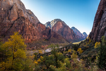 Fototapeta premium Panoramic view of Zion Canyon from West Rim Trail
