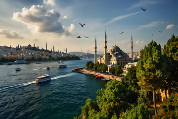 Obraz premium Turkey's capital, Istanbul, is a popular tourist destination in the east.