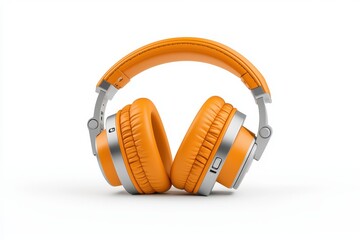 Stylish Orange Over-Ear Headphones on a Clean White Background for Music Enthusiasts and Audiophiles