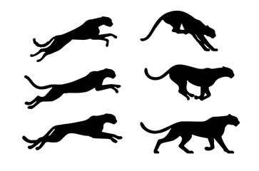 set of cheetah silhouette