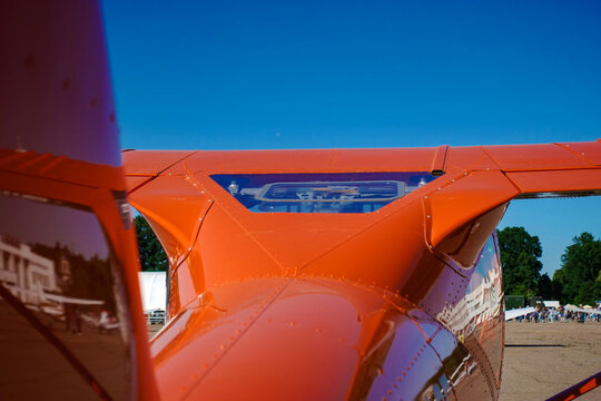 Top of a white single-engine private plane