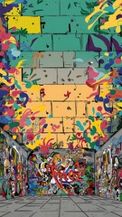 Colorful wall background, copy space