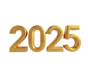 2025 in Luxurious 3D Gold Numbers