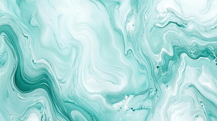 Obraz premium Abstract teal and white marble texture with swirling patterns and layered depth.