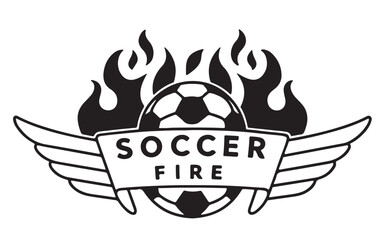 Soccer Fire Logo Design Template  Emblem and Vector Illustration