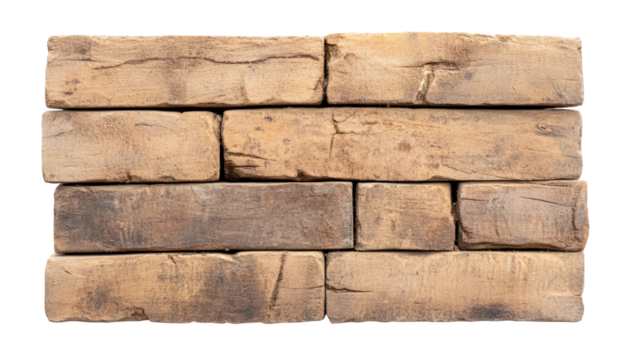 Rustic wooden blocks on white or transparent background, PNG