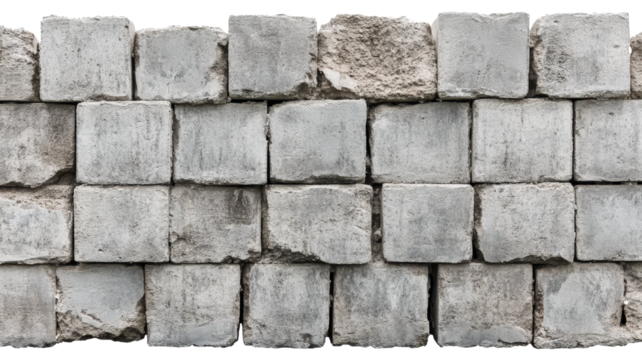 Concrete blocks on white or transparent background, PNG
