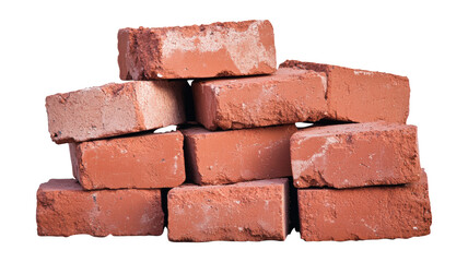  Red bricks  on white or transparent background, PNG