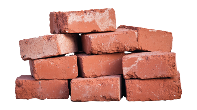  Red bricks  on white or transparent background, PNG