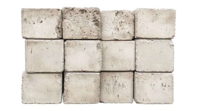 Concrete blocks on white or transparent background, PNG