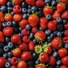 Obraz premium An assortment of colorful berries: strawberries, blueberries, and blackberries.