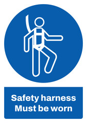 ISO mandatory safety signs sentence case text_safety harness must be worn_portrait size a4/a3/a2/a1	
