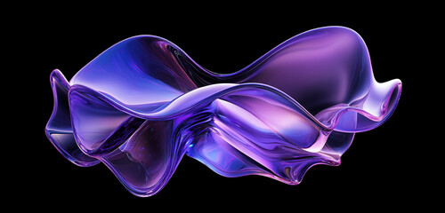 Obraz premium Colorful abstract glass sculpture with flowing shapes and vibrant hues on a dark background