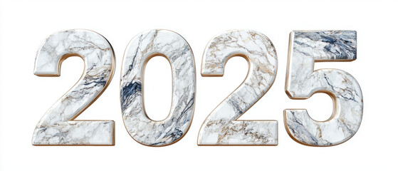 A stylized representation of the year "2025" in a marble texture, conveying a modern and elegant design aesthetic.