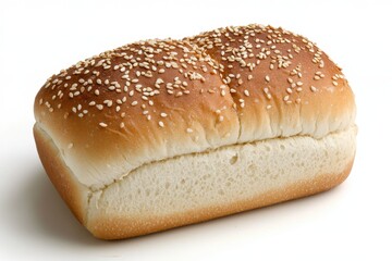 Delicious Sesame Seed Topped Artisan Bread Loaf on a Clean White Background