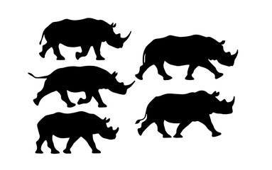 vector collection of rhino silhouettes