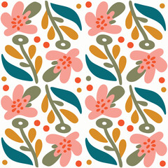 Abstract botanical flower pattern. Colorful Blooming spring flowers in elegant. Flowers in pastel colors.eps 10.