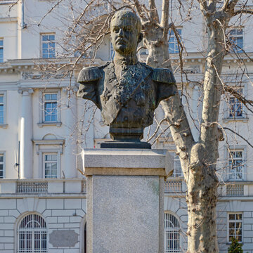 Bronze Bust of King Alexander the First Historic Landmark in Belgrade Serbia